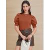 imageATHMILE Womens Puff Short Sleeve Sweater Tops 2025 Spring Summer Fall Trendy Casual T Shirts BlousesAorange