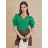 imageATHMILE Womens Puff Short Sleeve Sweater Tops 2025 Spring Summer Fall Trendy Casual T Shirts BlousesBgreen