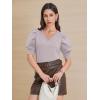imageATHMILE Womens Puff Short Sleeve Sweater Tops 2025 Spring Summer Fall Trendy Casual T Shirts BlousesBgrey Purple