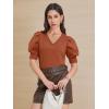 imageATHMILE Womens Puff Short Sleeve Sweater Tops 2025 Spring Summer Fall Trendy Casual T Shirts BlousesBorange
