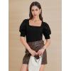 imageATHMILE Womens Puff Short Sleeve Sweater Tops 2025 Spring Summer Fall Trendy Casual T Shirts BlousesCblack