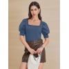 imageATHMILE Womens Puff Short Sleeve Sweater Tops 2025 Spring Summer Fall Trendy Casual T Shirts BlousesCblue