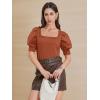 imageATHMILE Womens Puff Short Sleeve Sweater Tops 2025 Spring Summer Fall Trendy Casual T Shirts BlousesCorange