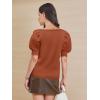 imageATHMILE Womens Puff Short Sleeve Sweater Tops 2025 Spring Summer Fall Trendy Casual T Shirts BlousesCorange
