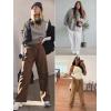 imageATHMILE Womens Sweatpants 2025 Fall Baggy Wide Leg Sweatpant Fleece Lined Straight Leg Sweat PantsBrown