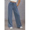 imageATHMILE Womens Wide Leg Sweatpants High Waisted Baggy Pants Fashion Teen Girl Drawstring Athletic JoggersGrey Blue