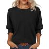 imageATHMILE Womens 34 Sleeve Tops Fall Dressy Casual Blouses for Women 2025 Fashion Cute Crewneck Shirts Work Business TeesBlack