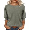 imageATHMILE Womens 34 Sleeve Tops Fall Dressy Casual Blouses for Women 2025 Fashion Cute Crewneck Shirts Work Business TeesGrey