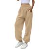 imageATHMILE Womens High Waisted Sweatpants Workout Active Joggers Pants Baggy Lounge BottomsLightkhaki