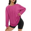 imageATHMILE Womens Oversized Long Sleeve T Shirts Basic Crewneck Tee Fall Tops Casual Workout Fashion Casual Y2K ClothesHot Pink