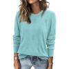 imageATHMILE Womens Sweaters Knit Long Sleeve Pullover Tops Trendy Dressy Business Casual Winter Clothes Outfit Fashion 2025Sky Blue