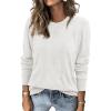 imageATHMILE Womens Sweaters Knit Long Sleeve Pullover Tops Trendy Dressy Business Casual Winter Clothes Outfit Fashion 2025White