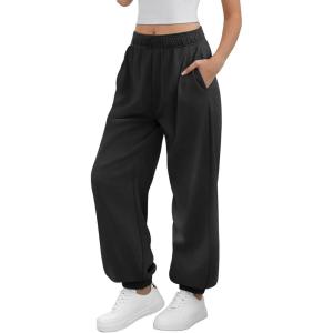 imageATHMILE Sweatpants Women Baggy Lounge Pants Workout Gym Active High Waisted Comfy Joggers for Women Fall Clothes 2025Black