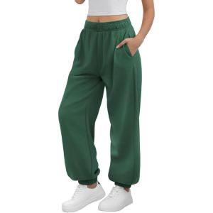 imageATHMILE Sweatpants Women Baggy Lounge Pants Workout Gym Active High Waisted Comfy Joggers for Women Fall Clothes 2025Dark Green