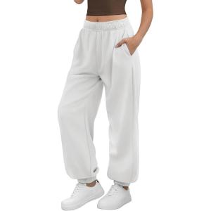 imageATHMILE Sweatpants Women Baggy Lounge Pants Workout Gym Active High Waisted Comfy Joggers for Women Fall Clothes 2025White
