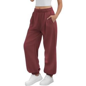imageATHMILE Sweatpants Women Baggy Lounge Pants Workout Gym Active High Waisted Comfy Joggers for Women Fall Clothes 2025Wine Red