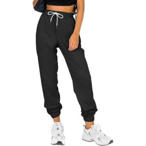 imageATHMILE Sweatpants Women Fall Fashion 2025 Baggy Joggers Workout Lounge Lightweight Comfy High Waisted Athletic Sweat PantsBlack