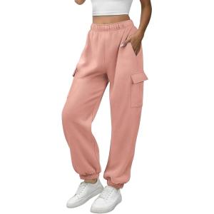 imageATHMILE Womens Cargo Sweatpants Oversized Fleece Joggers Fall Fashion Outfits Y2k Clothes 2024 with PocketsLightpink
