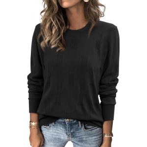 imageATHMILE Womens Sweaters Knit Long Sleeve Pullover Tops Trendy Dressy Business Casual Winter Clothes Outfit Fashion 2025Black