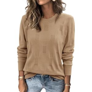 imageATHMILE Womens Sweaters Knit Long Sleeve Pullover Tops Trendy Dressy Business Casual Winter Clothes Outfit Fashion 2025Deep Apricot