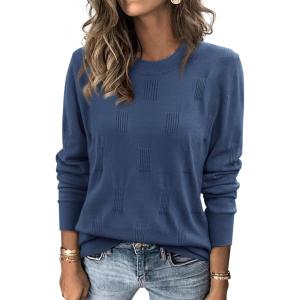 imageATHMILE Womens Sweaters Knit Long Sleeve Pullover Tops Trendy Dressy Business Casual Winter Clothes Outfit Fashion 2025Grey Blue