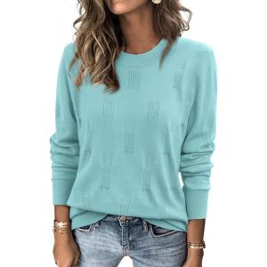 imageATHMILE Womens Sweaters Knit Long Sleeve Pullover Tops Trendy Dressy Business Casual Winter Clothes Outfit Fashion 2025Sky Blue