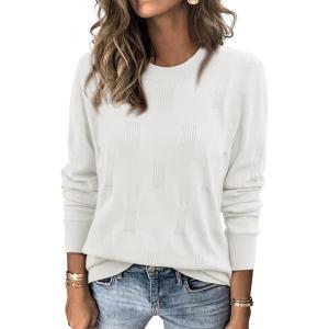 imageATHMILE Womens Sweaters Knit Long Sleeve Pullover Tops Trendy Dressy Business Casual Winter Clothes Outfit Fashion 2025White