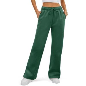imageATHMILE Womens Sweatpants 2025 Fall Baggy Wide Leg Sweatpant Fleece Lined Straight Leg Sweat PantsDark Green