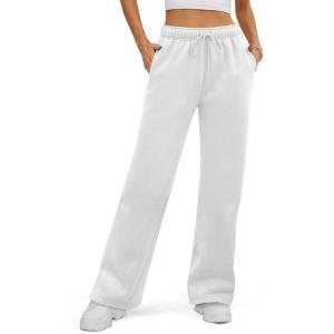 imageATHMILE Womens Sweatpants 2025 Fall Baggy Wide Leg Sweatpant Fleece Lined Straight Leg Sweat PantsWhite