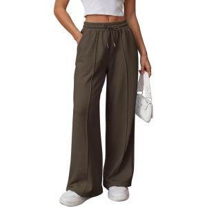 imageATHMILE Womens Wide Leg Sweatpants High Waisted Baggy Pants Fashion Teen Girl Drawstring Athletic JoggersCoffee