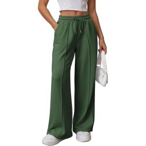 imageATHMILE Womens Wide Leg Sweatpants High Waisted Baggy Pants Fashion Teen Girl Drawstring Athletic JoggersXmas Green