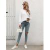 imageATHMILE Long Sleeve Tops for Women 2025 Spring Fashion T Shirts for Women Crewneck Casual Loose Shirts Basic TeeWhite