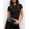 imageATHMILE Womens Basic TShirts Going Out Crop Tops Tight Slim Fit Cute Teen Girls Short SleeveLong Sleeve Y2k Clothes1black