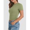 imageATHMILE Womens Basic TShirts Going Out Crop Tops Tight Slim Fit Cute Teen Girls Short SleeveLong Sleeve Y2k Clothes1light Green
