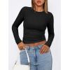 imageATHMILE Womens Basic TShirts Going Out Crop Tops Tight Slim Fit Cute Teen Girls Short SleeveLong Sleeve Y2k Clothes2black