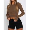 imageATHMILE Womens Basic TShirts Going Out Crop Tops Tight Slim Fit Cute Teen Girls Short SleeveLong Sleeve Y2k Clothes2brown