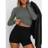 imageATHMILE Womens Basic TShirts Going Out Crop Tops Tight Slim Fit Cute Teen Girls Short SleeveLong Sleeve Y2k Clothes2gray