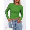 imageATHMILE Womens Basic TShirts Going Out Crop Tops Tight Slim Fit Cute Teen Girls Short SleeveLong Sleeve Y2k Clothes2green