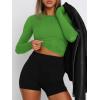 imageATHMILE Womens Basic TShirts Going Out Crop Tops Tight Slim Fit Cute Teen Girls Short SleeveLong Sleeve Y2k Clothes2green