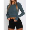 imageATHMILE Womens Basic TShirts Going Out Crop Tops Tight Slim Fit Cute Teen Girls Short SleeveLong Sleeve Y2k Clothes2haze Blue