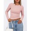 imageATHMILE Womens Basic TShirts Going Out Crop Tops Tight Slim Fit Cute Teen Girls Short SleeveLong Sleeve Y2k Clothes2pink