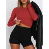 imageATHMILE Womens Basic TShirts Going Out Crop Tops Tight Slim Fit Cute Teen Girls Short SleeveLong Sleeve Y2k Clothes2red