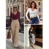 imageATHMILE Womens Fall Deep V Neck Long Sleeve Shirts Modal Slim Fit Basic Tee Tops 2025Aburgundy