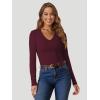 imageATHMILE Womens Fall Deep V Neck Long Sleeve Shirts Modal Slim Fit Basic Tee Tops 2025Aburgundy
