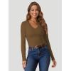 imageATHMILE Womens Fall Deep V Neck Long Sleeve Shirts Modal Slim Fit Basic Tee Tops 2025Acoffee