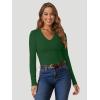 imageATHMILE Womens Fall Deep V Neck Long Sleeve Shirts Modal Slim Fit Basic Tee Tops 2025Adark Green