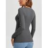 imageATHMILE Womens Fall Deep V Neck Long Sleeve Shirts Modal Slim Fit Basic Tee Tops 2025Agray