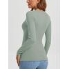 imageATHMILE Womens Fall Deep V Neck Long Sleeve Shirts Modal Slim Fit Basic Tee Tops 2025Alight Green