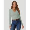 imageATHMILE Womens Fall Deep V Neck Long Sleeve Shirts Modal Slim Fit Basic Tee Tops 2025Alight Green