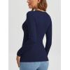 imageATHMILE Womens Fall Deep V Neck Long Sleeve Shirts Modal Slim Fit Basic Tee Tops 2025Anavy